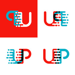 Up letters logo with accent speed red and blue vector