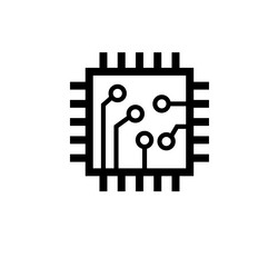 microchip circuit board cpu solid flat icon vector image