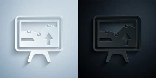 paper cut computer monitor with graph chart icon vector image