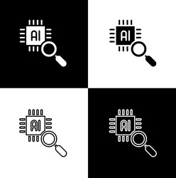 set computer processor with microcircuits cpu icon vector image