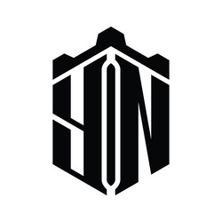 Yn letter logo monogram hexagon shape with crown Vector Image
