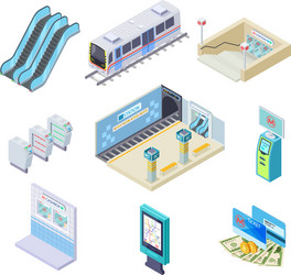 Isometric subway train set Royalty Free Vector Image