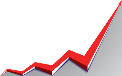 red arrow graph goes up on white background vector image