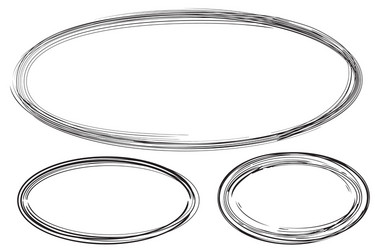 3 hand draw sketch oval frame from multiple black vector image