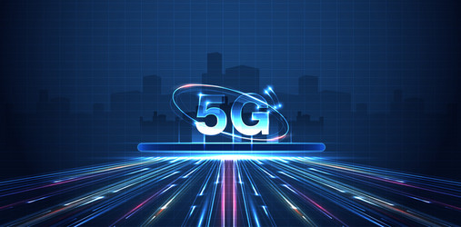 5g technology with computer and mobine network vector image