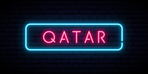 qatar neon sign bright light signboard banner vector