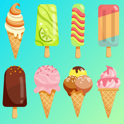 ice cream realistic constructor set of various vector image