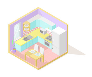 Isometric low poly cutaway interior Royalty Free Vector