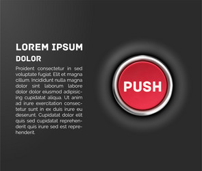 Red Glossy Metallic Push Button Icon vector image