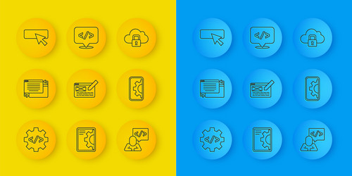 set line front end development ui or ux design vector image
