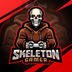 skeleton gamer esport mascot logo design Vector Image