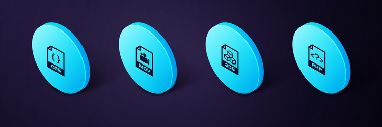 set isometric php file document 3ds mov and css vector image