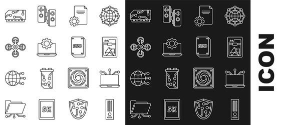 set line video game console laptop 3d printer vector image