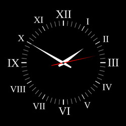 Clock on black background vector