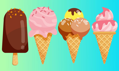 ice cream realistic constructor set of various vector image