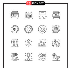 set 16 line style icons for web and mobile vector image