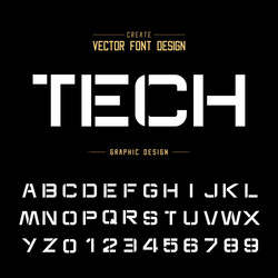 tech font and alphabet technology design vector image