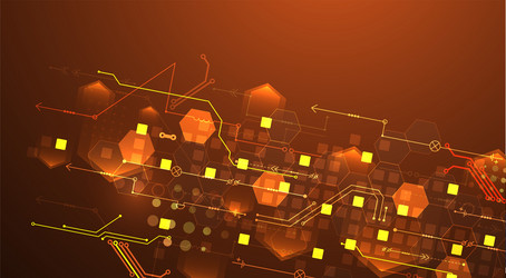 abstract circuit board and hexagons on gradient vector image