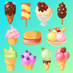 ice cream realistic constructor set of various vector image