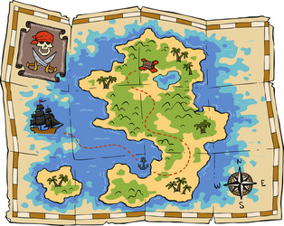 Old map scroll pirate antique treasure map Vector Image
