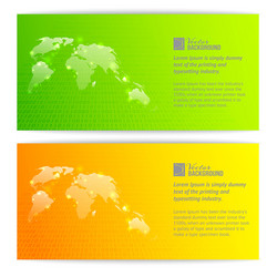 banners with globe maps vector