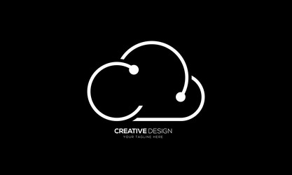 Cloud line gold technology logo Royalty Free Vector Image