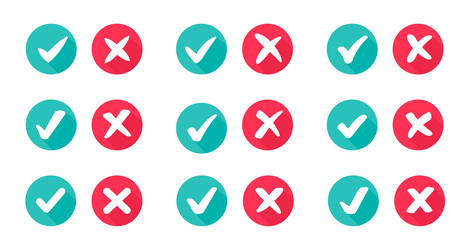 wrong check mark icon long shadow for validation vector image