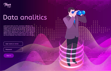 Big data analitics isometric design concept man vector