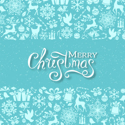 blue christmas greeting card with decorations Vector Image