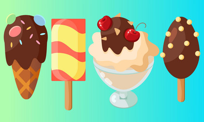 ice cream realistic constructor set of various vector image