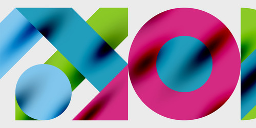 abstract colorful shapes overlap creating dynamic vector image