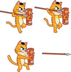 cannibal cat throwing spear sprite vector