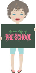 Cute smiling child first day of pre-school vector