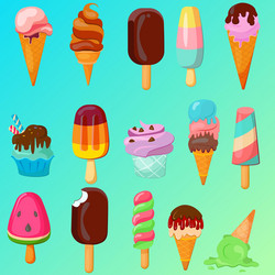 ice cream realistic constructor set of various vector image