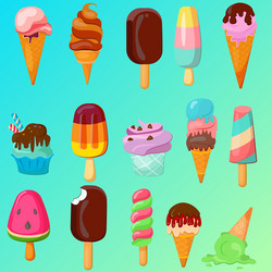 Ice cream realistic constructor set of various vector