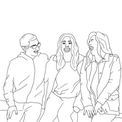 Friends Picnic Coloring Page Vector Image