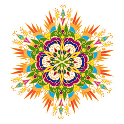 hand-drawn colored mandala entangle floral element vector