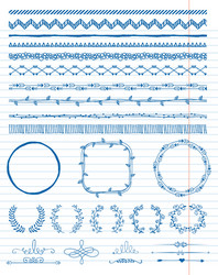 hand-drawn seamless borders and design elements vector image