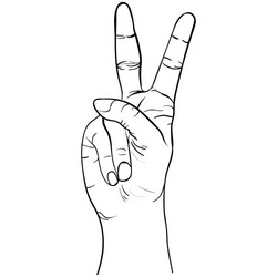 Hand gesture sketch peace symbol vector