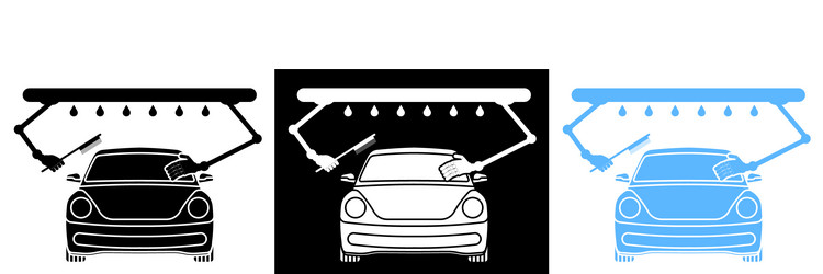 vehicle in smart automatic car wash robot hands vector