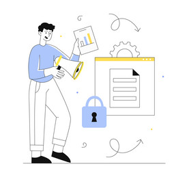 man with data security line concept vector image