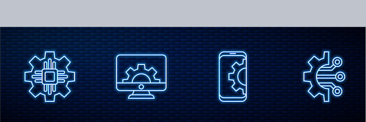 set line setting on smartphone processor vector image