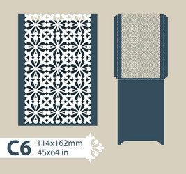 template envelope with carved openwork pattern vector image