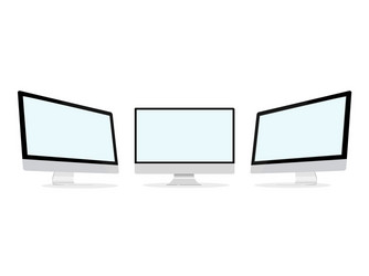 three computer monitor with white display vector image