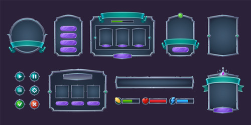 Game UI Elements - Buttons & Frames vector image