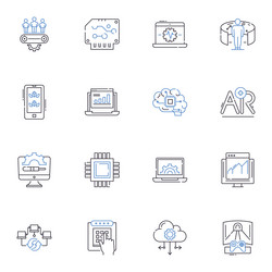 scripting program line icons collection code vector