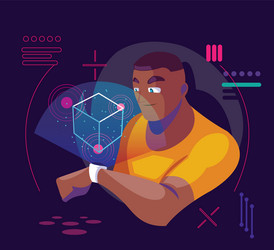 design man using technology augmented vector image