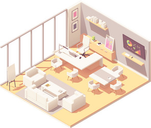Isometric corporate office interior Royalty Free Vector