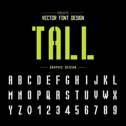 tech font and alphabet technology tall typeface vector image