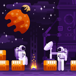 astronauts in spacesuits on an alien planet vector image